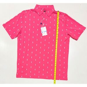 U Suck At Golf Mens Pink Golfer Beer Print Performance Polo Shirt Size Large NWT